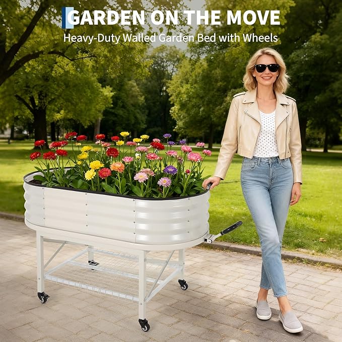 Galvanized Raised Garden Bed Kit with Cover Large Corrosion-Resistant Planter Raised Beds for Vegetables and Flowers Sturdy Outdoor Metal Garden Raised Beds with Reinforced Structure Easy Assembly