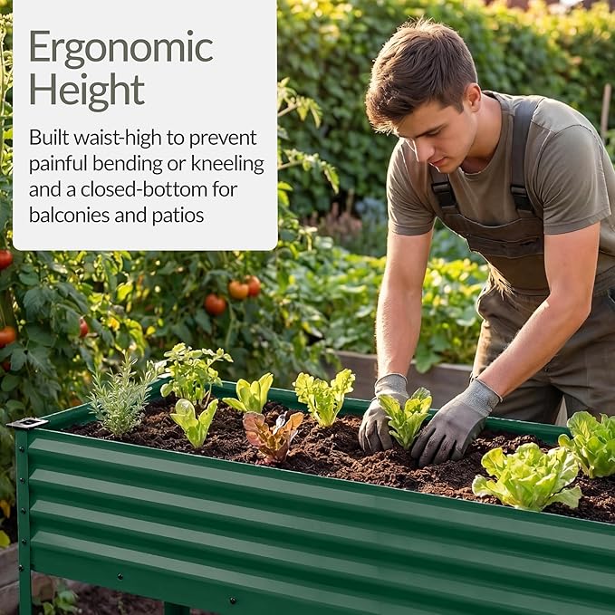 Best Choice Products 48x24x30in Galvanized Raised Garden Bed Metal Elevated Planter Box Vegetable Garden for Backyard Patio Balcony - Dark Green