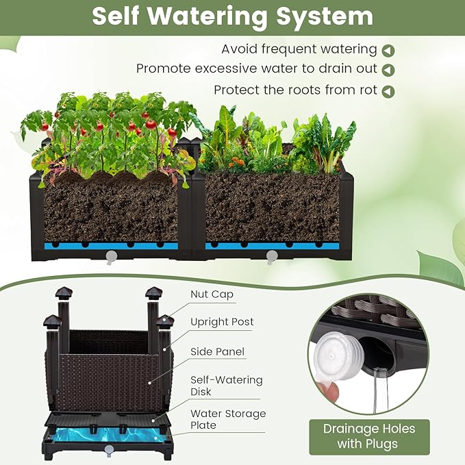 S AFSTAR Raised Garden Bed with Removable Legs &amp Brackets 6 Pack Elevated Garden Planter Kits for Flowers Fruits Vegetables Multiple Combination Planting Box Container for Garden Patio Balcony