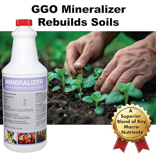 Organic Liquid Mineral Fertilizer for Plants – Fix Nutrient Deficiencies &amp Restore Soil Health – Micronutrients for Strong Growth &amp Yield – Garden Vegetables Indoor (GGO Mineralizer)