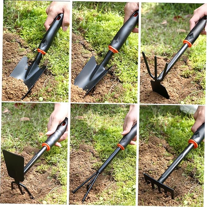 Yardwe 6pcs Garden Tool Shovel Rake Hoeing Rake Iron Tool for Landscaping Gardening