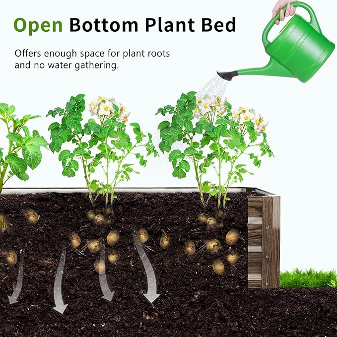 DoCred 3 in 1 Raised Garden Bed with 87in Tall Arch Trellis for Climbing Plants Galvanized Planter Garden Box Outdoor for Gardening Climbing Vegetables Flower