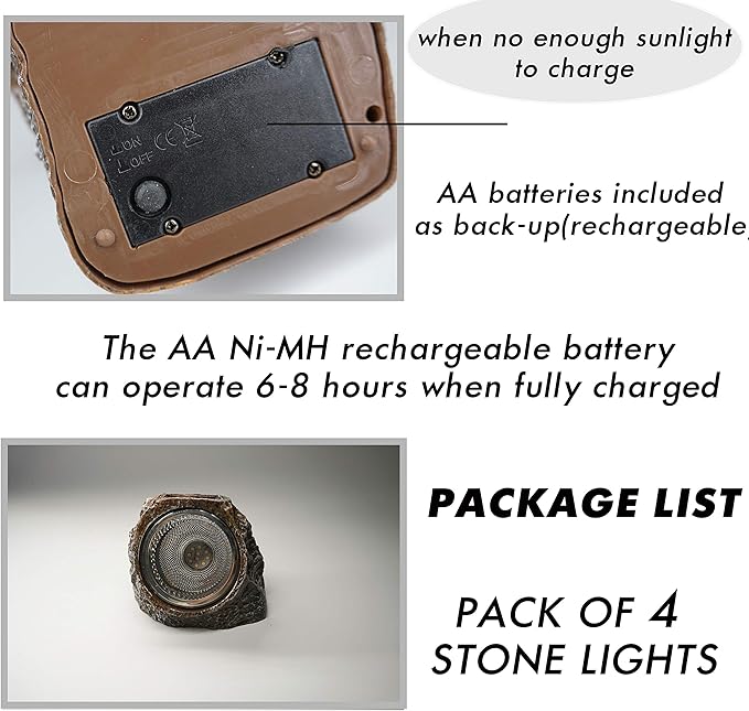 Solar Rock Light Led 4 Pack Waterproof Garden Stone Lights Outdoor Landscaping Spotlights Yard Patio Pathway Driveway …