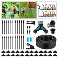 Drip Irrigation Kit - 100ft Automatic Watering System with 24 360° Sprinkler Nozzles T-Connectors for Garden Lawn Greenhouse Patio Plants &amp Hydroponics