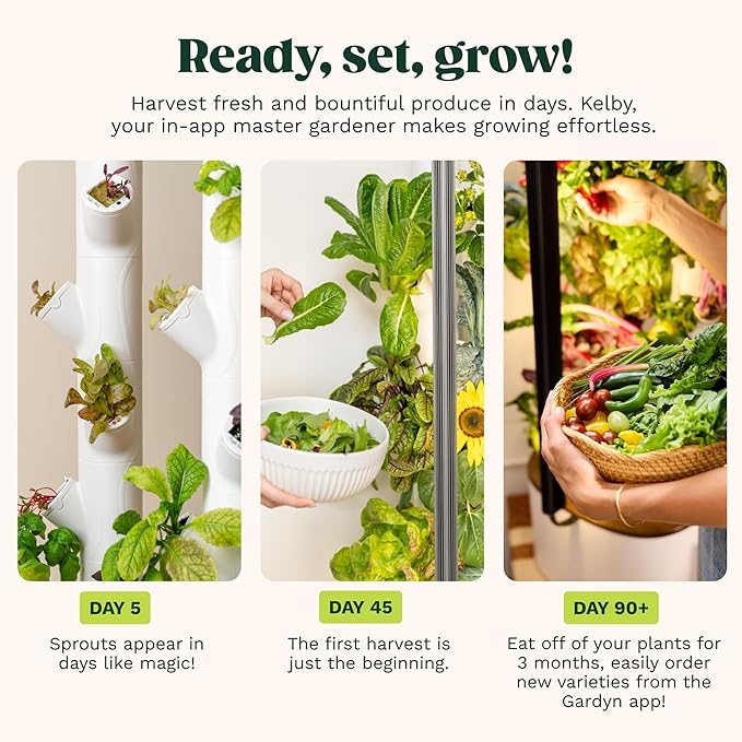 New &amp Improved! Gardyn Studio 2 Hydroponics Growing System - 16 Non-GMO Plants Herbs Vegetables - Smart Tower - Hydroponic Herb Garden Planter Indoor Kit - Indoor Gardening System w/Grow Lights