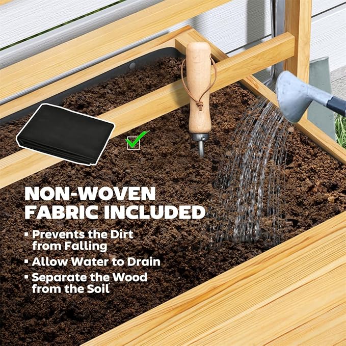Raised Garden Planter Outdoor Garden Raised Bed Vegetable Flower Planter Raised Stand for Garden Grow Your Own Herb GardenRaised Garden Bed Outdoor Planter Box &amp Plant Stand with Climbing Rack