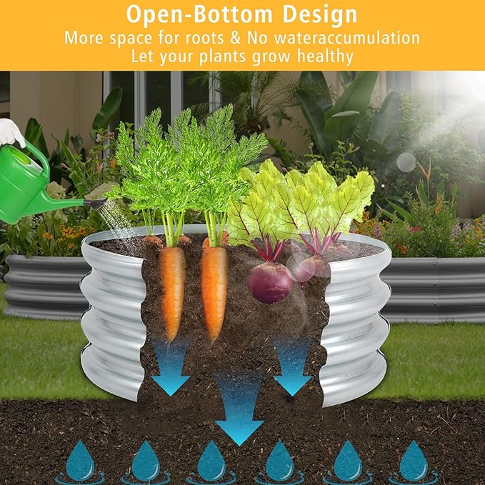 Garden Galvanized Raised Garden Bed Kit - Metal Planter Boxes for Vegetables/Herbs/Flowers Heavy-Duty Steel Outdoor Garden Box with Reinforced Edges(4X4X1FT)