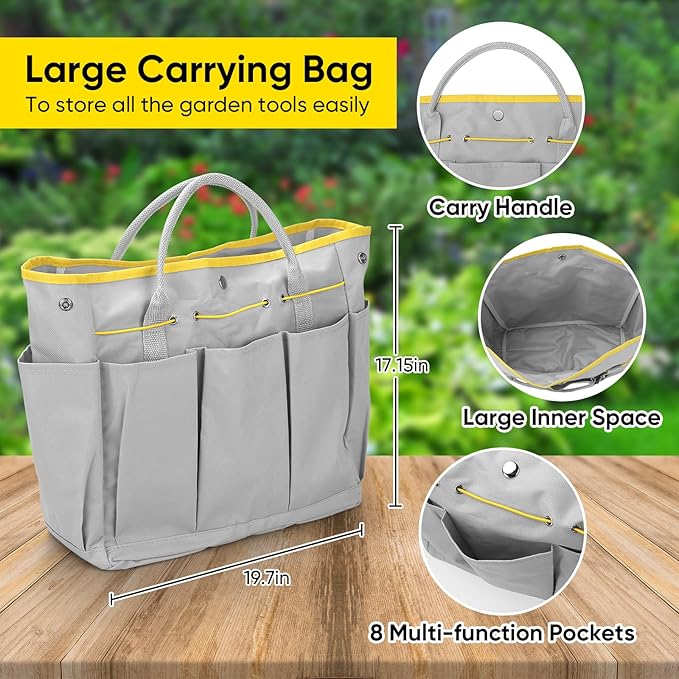 Blumway Garden Tool Sets 10 Piece Heavy Duty Gardening Tool Set Stainless Steel Gardening Hand Tools with Garden Tool Bag Garden Tool Kit for Gardening SuppliesIdeal Garden Gifts for Women Men