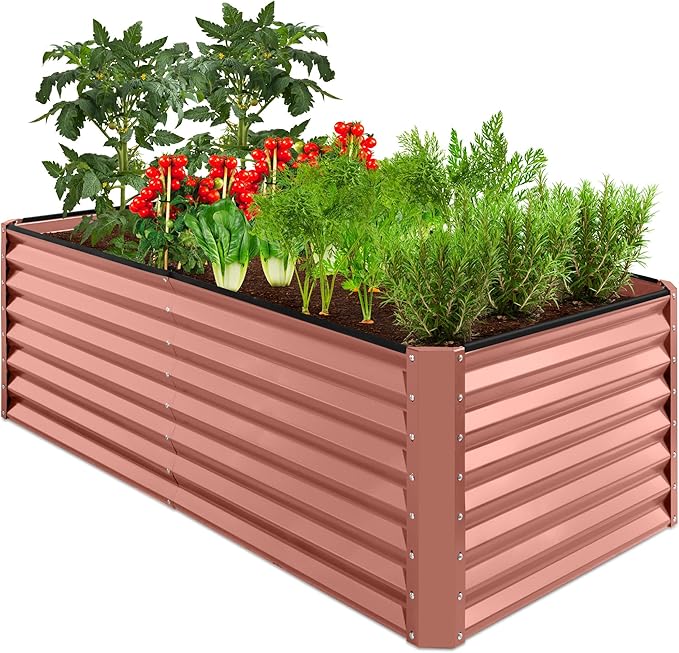 Best Choice Products 6x3x2ft Outdoor Metal Raised Garden Bed Deep Root Box Planter for Vegetables Flowers Herbs 269 Gallon Capacity 100% Non Toxic Materials - Terracotta