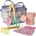 Gardening Set Tool Kit for Kids STEM Includes Tote Bag Spade Watering Can Rake Fork Trowel and Gloves Egg Hunt