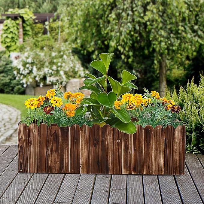 Raised Planter Box Garden Scalloped Edge Wooden Raised Garden Bed 40x16x12