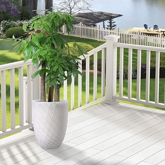 Handmade White Ceramic Planter Pot 16.54 W x 21.26 H Large Indoor Outdoor Flower Pot for Potted Plants Trees GDecor Breathable Clay with Drainage Hole