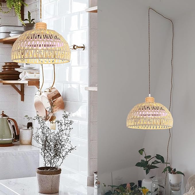 Swag Hanging Boho Plant Growing Light Full-Spectrum Fan Lamp Timer by Remote Control with Integrated Circulating Fan Plug-in Twine Braiding Cord Dimmable for Indoor Planting Portable 30W