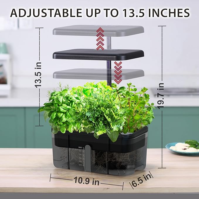 Clay Pebble Hydroponics Growing System Kit – Indoor Herb Garden with Smart LED Grow Light Adjustable Height and Complete Grow Kit – Nutrients Included for Cutting-Edge Indoor Gardening.