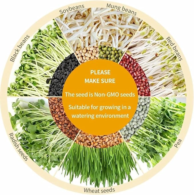 Intelligent Automatic Bean Sprouts MakerSeed Sprouter Kits LED Display Time Intelligent Automatic Bean Sprouts Maker 2 Layers Function L