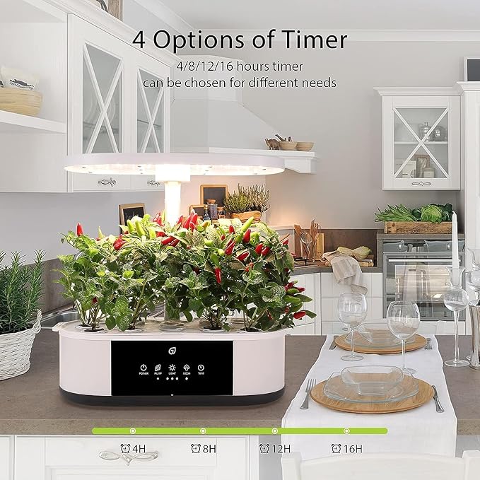 12 Pods Hydroponics Growing System SXYCMY Indoor Garden Hydroponics Kit with 128 Lamp Beads 24W Full Spectrum Grow Lights in 5 Colors Up to 16 Adjustable Height for Home Gardening Auto Timer