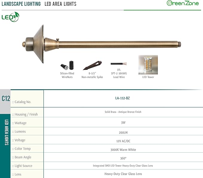Westgate Lighting LED Landscape Lighting- Built-in Integrated LED Outdoor Light - Landscape Lighting- Integrated SMD LED Tower Clear Glass Lens (1 5-1/2 Diameter of Shade)