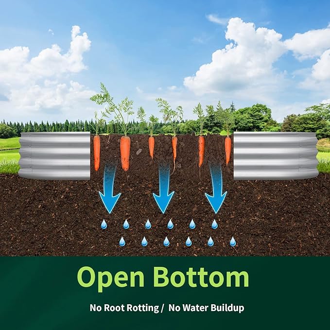 Galvanized Garden Bed Outdoor Raised Garden Bed for Vegetables Flowers and Herbs Planting Boxes Metal Planter Boxes Large Galvanized Steel Raised Bed Kit 6x3x1ft Planter Raised Beds Oval