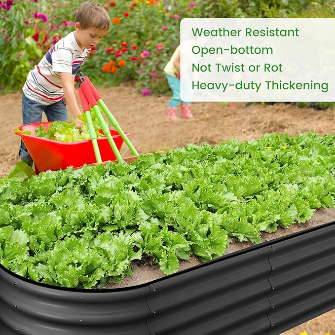 Oval Raised Garden Bed Outdoor Planter Box for Vegetables Ground Raised Planter Bed Garden Planter for Flowers Herbs