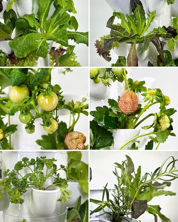 Hydroponic Tower Growing System45 Pods Vertical GardenSuitable for Indoor and Greenhouse Grow Herbs and VegetablesHouseplant Farming with Water Circulation and Automatic Timer