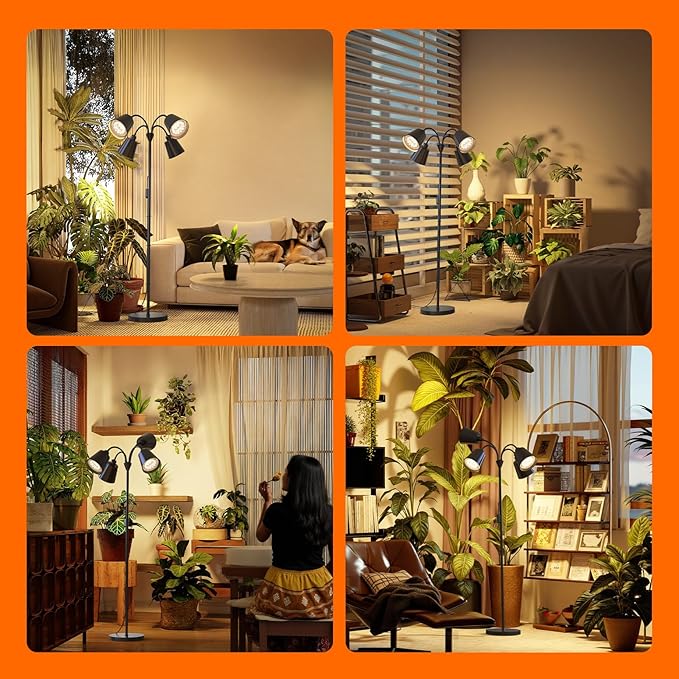 Bstrip Grow Lights for Indoor Plants Non-Dimmable 4 Head Plant Light Stand with Flexible Gooseneck 3800K Full Spectrum Light for Plants Growing 59 Standing Grow Light with Timer