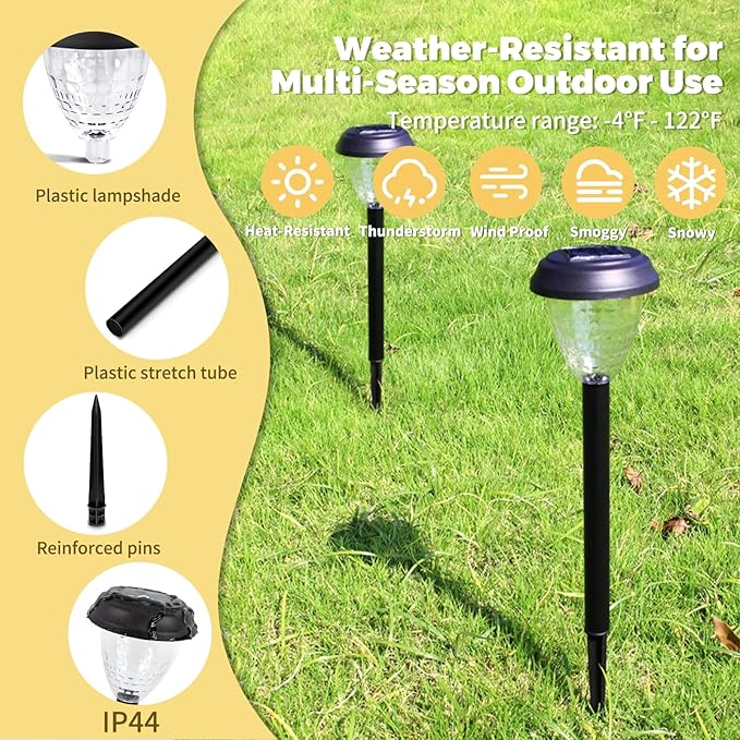 Super Bright Solar Light Waterproof 6 Pack Up to 12 Hours of Solar Outdoor Access Garden Light Automatic on/Off LED Landscape Lighting Decorate Walkways Courtyards Terraces