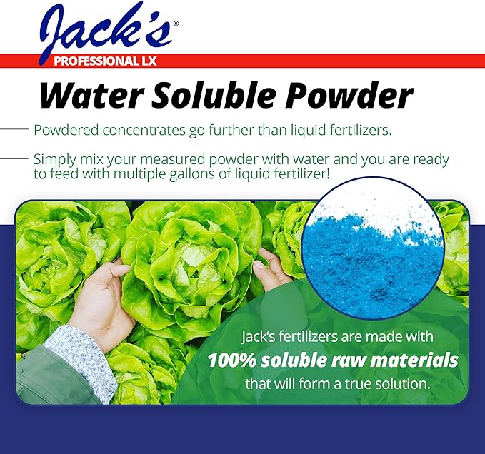 Jack's Professional 15-5-15 CA-MG LX Comprehensive Water-Soluble Fertilizer for Growth in Short Stocky Plants Grown in Continuous Liquid Feed Programs 25lbs