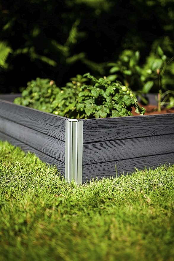 Vita Urbana 4 Foot x 4 Foot x 11 inch Embossed Vinyl Modular Garden Bed Slate Gray Grey Woodgrain PVC BPA and Pthalate Free VT17600