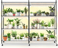 Bstrip Plant Shelf with Grow Light 4-Tier Large Grow Light Shelf with Wheels Stainless Steel 12-Pack 288W T8 Full Spectrum Grow Lights for Seed Starting(57.4 L x 13.8 W x 59 H)