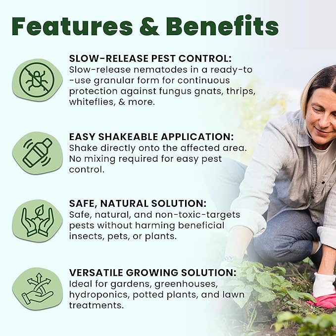 The Environmental Factor NemaKnights Slow-Release Nematodes - Biological Pest Control for Fungus Gnats Thrips &amp Whiteflies (280g Treats Up to 50 Planters)