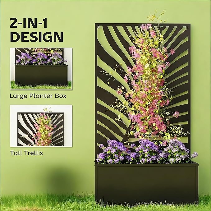 2-in-1 Freestanding OR Wall Mounted Raised Garden Bed Convertible Planter for Ground &amp Vertical Gardening - Versatile Flower &amp Herb Bed with Mounting Hardware Fits Patio Deck or Fence