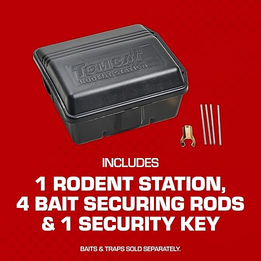 Tomcat Rodent Station Includes 1 Rodent Station with 4 Bait Securing Rods and 1 Security Key - Fits Rat or Mouse Sized Traps (Baits &amp Traps Sold Separately) - Use Indoors or Outdoors (Pack of 5)