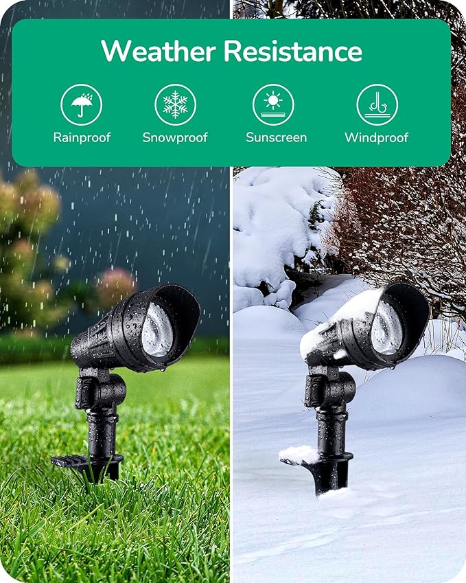 EDISHINE Low Voltage Landscape Lights 3.2W 12V ACDC 240LM Low Voltage Spotlight CRI 80 &amp Beam Angle 35° 3000K Aluminum Housing Outdoor Landscape Lighting for Trees Yard Garden Houese 8 Pack