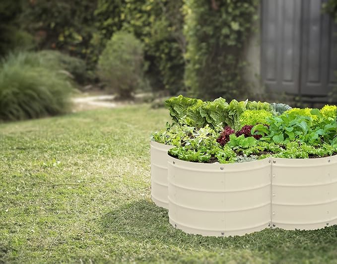 Plant &amp Plot Galvanized Raised Garden Beds Outdoor // 3×3×1 ft Planter Raised Beds for Gardening Vegetables Flowers // Large Metal Garden Box (White) // Patented Tool-Free Design