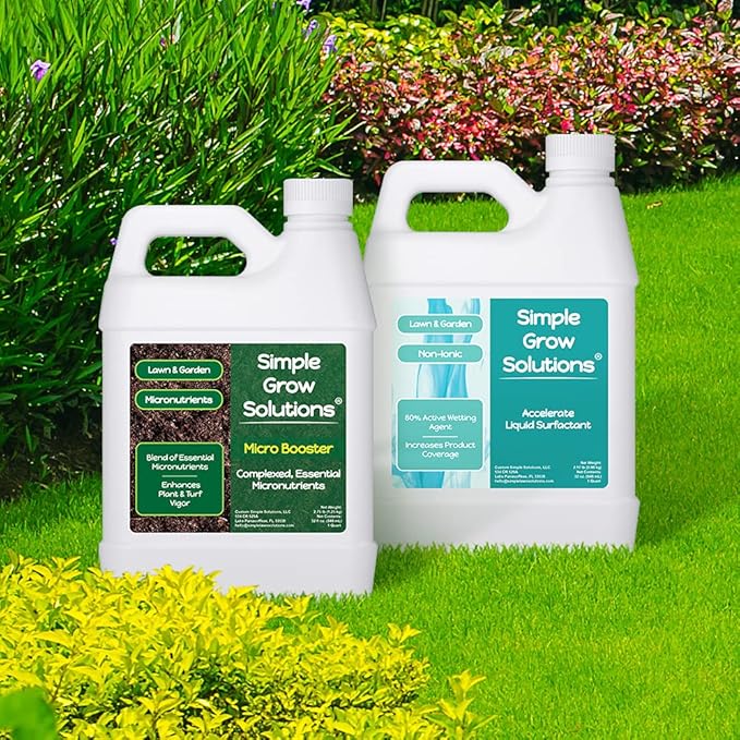 Micronutrient Booster Fertilizer (32 Ounce) and Accelerate Non-Ionic Liquid Surfactant (32 Ounce) - Simple Grow Solutions - Lawn Garden and Indoor Plants