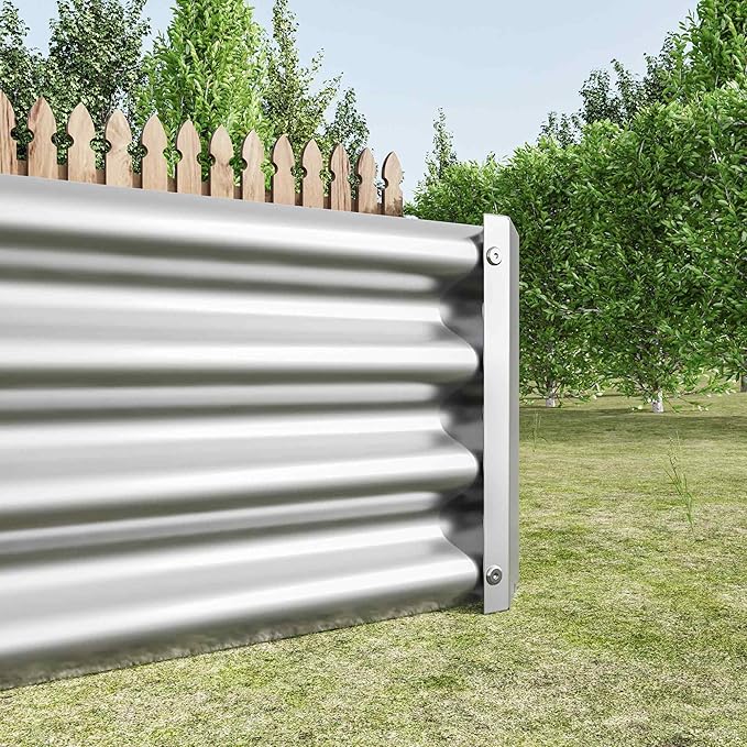 Raised Garden Beds Outdoor Rectangle Galvanized Metal Planter Box with Kit Above Ground Garden Bed for Vegetables Herbs Flowers and Plants (Silver 7.6×3.7×1)