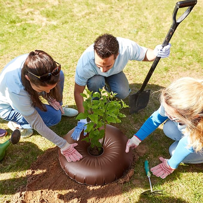 Tessco for you 8 Pack 15 Gallon Tree Watering BagsSlow Release Tree Watering Ring35.4 Inch PVC Drip Irrigation Water PouchRound Automatic Drip System for Planting Gardening and Shrubs(Brown)