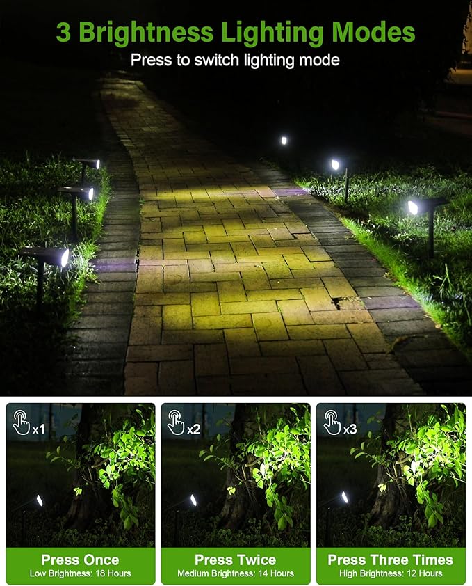 Solar Spot Lights Outdoor Solar Lights Outdoor Waterproof IP65 3 Brightness Modes Dusk to Dawn Landscape Spotlights for Yard Garden Pathway Tree Decoration Cool White 6 Pack
