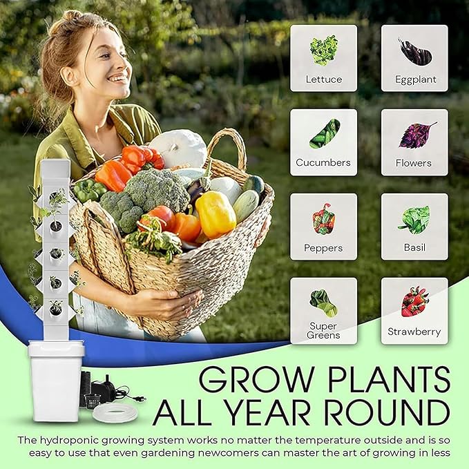 Hydroponic Culture 24 Hydroponic Tower Vetrical Kit Smart Garden Maceter