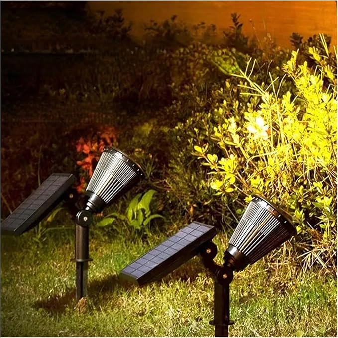 4/7led Solar Powered Highlighted Lights Outdoor Landscape Spotlights Ip65 Waterproof Landscape Wall Lamp Villa Garden(4LED-Warm Light)