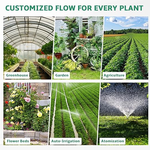 240FT Drip Irrigation System for Garden 2025 NEW Drip Irrigation Parts Automatic Garden Watering System with 1/2 1/4 Irrigation Tubing Quick-Connect 1/4 inch Fittings3 Types of Drip Emitters