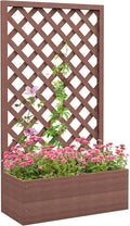 Raised Garden Bed with Trellis Lattice Wood Planter Box with Self Draining Gap Freestanding Trellis Planter for Climbing Plants Vines Flowers 29.5 x 13.25 x 53.25 Light Brown