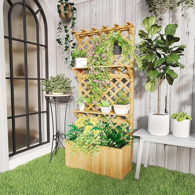 Planter Garden Boxes Outdoor Garden BedPlanter Box Garden Bed for Vegetables Garden Container Planter Raised Beds for Backyard Patio 29.9 W x 13 D x 69.7 H