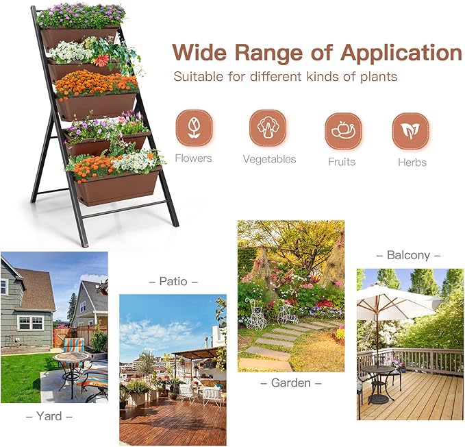 S AFSTAR 5-Tier Vertical Garden Planter 5-Layer Raised Garden Bed with 5 Detachable Planter Boxes &amp Metal Frame Indoor Outdoor Elevated Planting Containers for Flower Vegetables Fruit Herbs