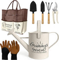 Grammy Gifts Garden Kit Gifts for Grammy Mothers Day from Grandkids Gardening Tools and Durable Garden Tools Organizer Tote Ideal Gardening Set for Women on Plant Lover Birthday Present Brown