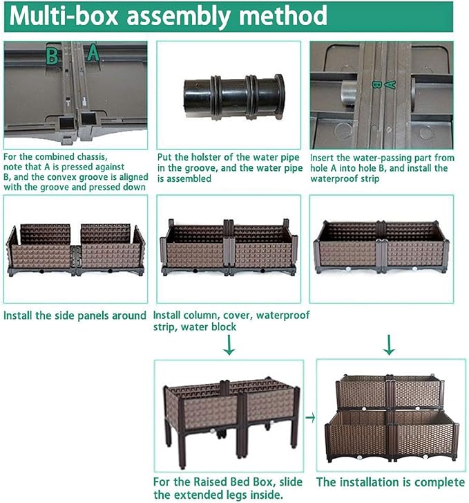 Plant Grow Box Elevated Raised Garden Bed Kits Fit for Flower Vegetable Grow Brown 4-piece Set