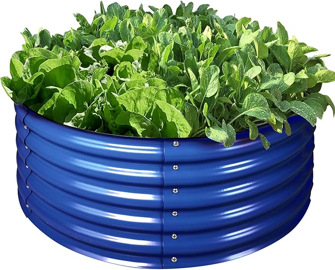 17 Tall 42 Round Blue Raised Garden Bed Kit Galvanized Metal Raised Garden Beds Outdoor for Vegetables Flowers3.5 * 3.5 * 1.4FtCobalt Blue