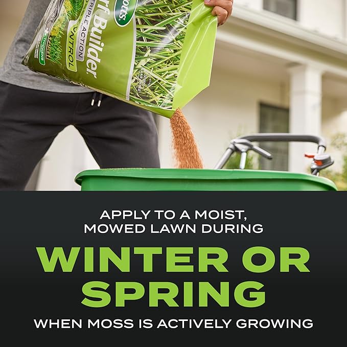 Scotts Turf Builder Triple Action for Moss Control - Moss Killer and Lawn Fertilizer Lawn Care Covers Up to 4000 sq. ft. 20 lb.