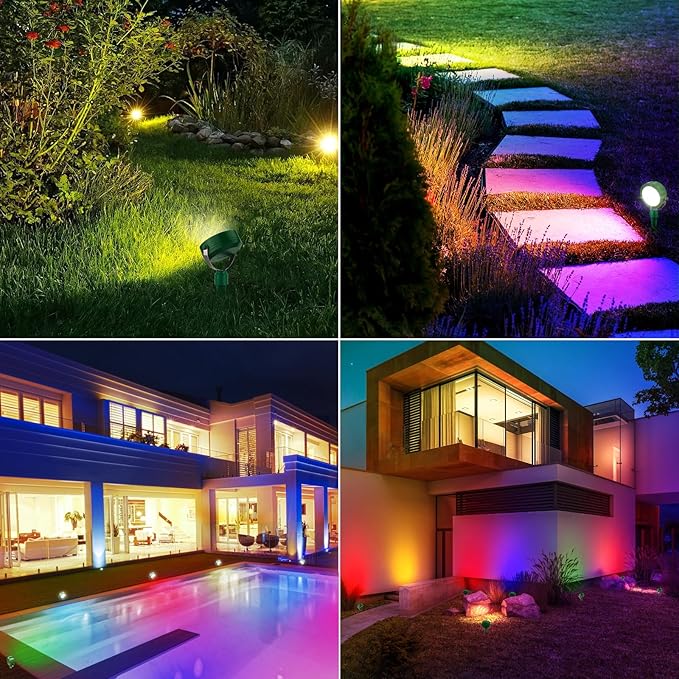 LUXSWAY Landscape Light Rechargeable Waterproof Spotlight Outdoor with Remote Color Changing Garden Lighting Planter Spotlight for Holiday Path Yard Christmas Tree Decoration