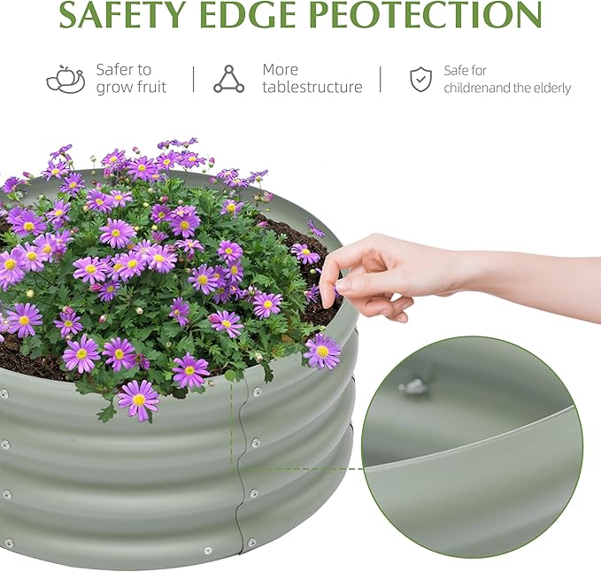 2-Pack 2x1ft Galvanized Raised Garden Bed Outdoor Planter Bed Metal Planter Box for Gardening and PlantingLight Green